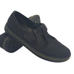 Dr Martens Woolwich Black Canvas Mary Jane T-Strap Shoes Womens 7 AW004 SK01R